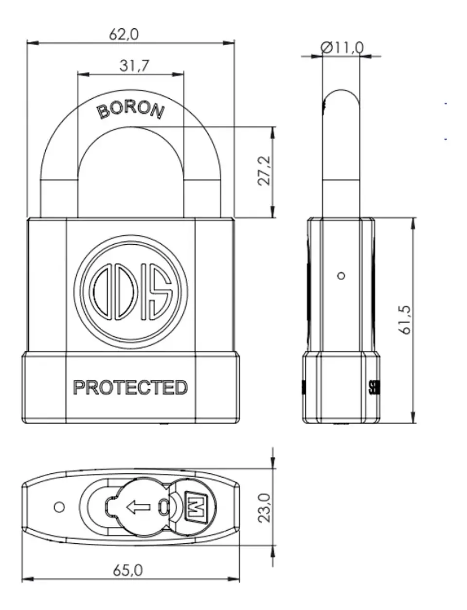 Candado Odis M60 Protected 63mm 2