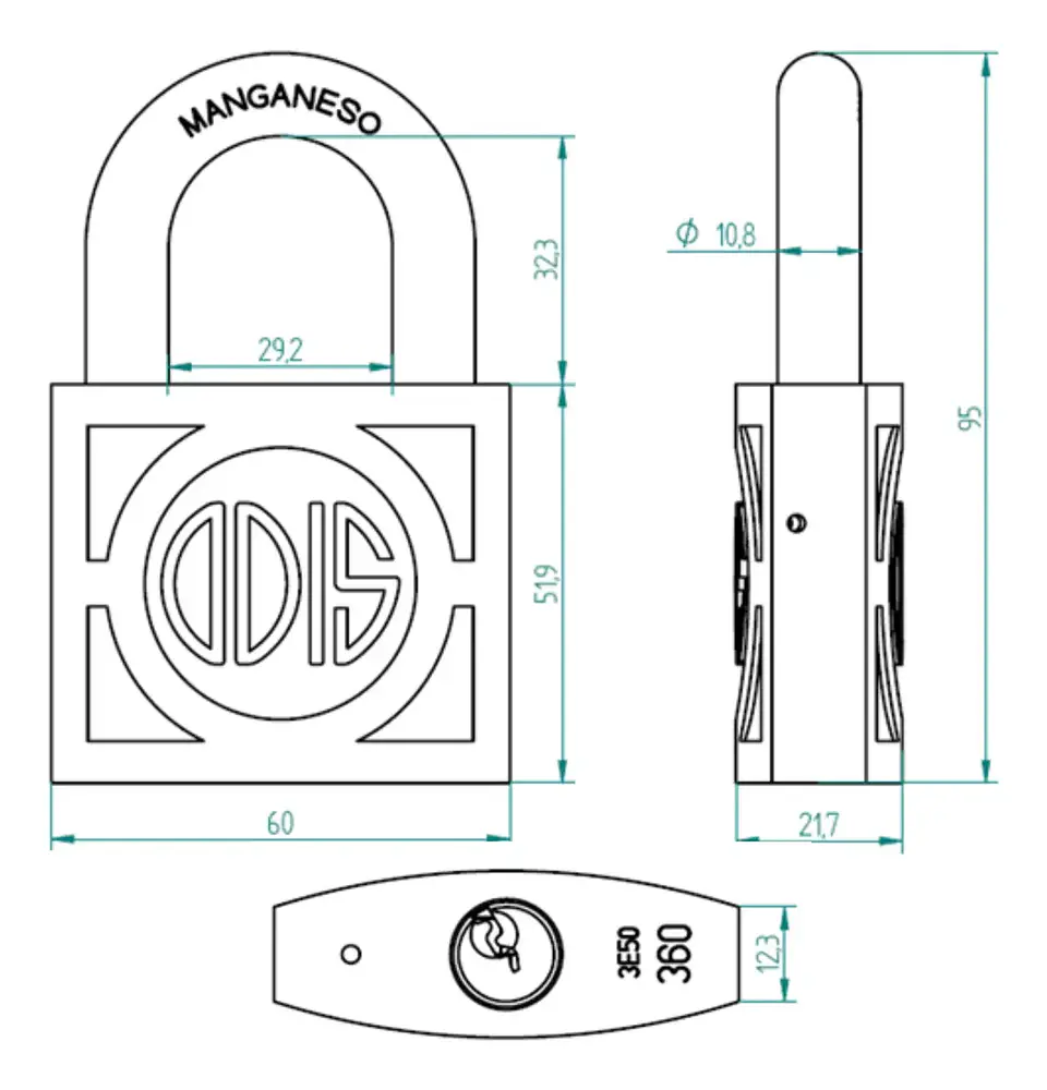 Candado Odis Modelo 360 60mm Cuerpo Forjado 3