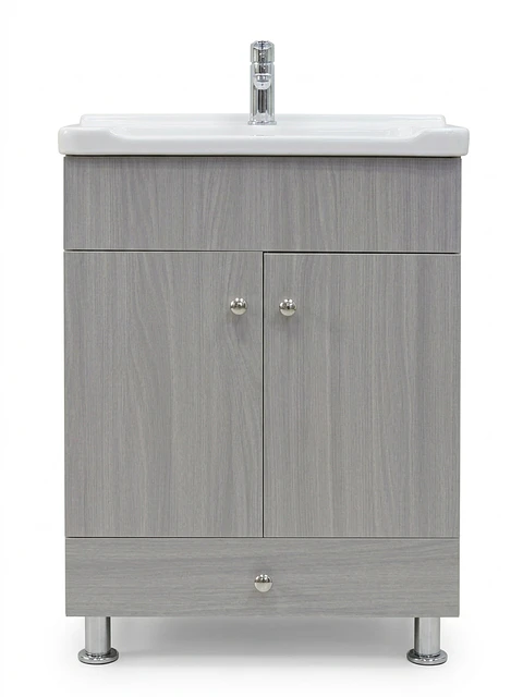 Vanitorio 2 puertas Gris 60cm + Llave Fas 