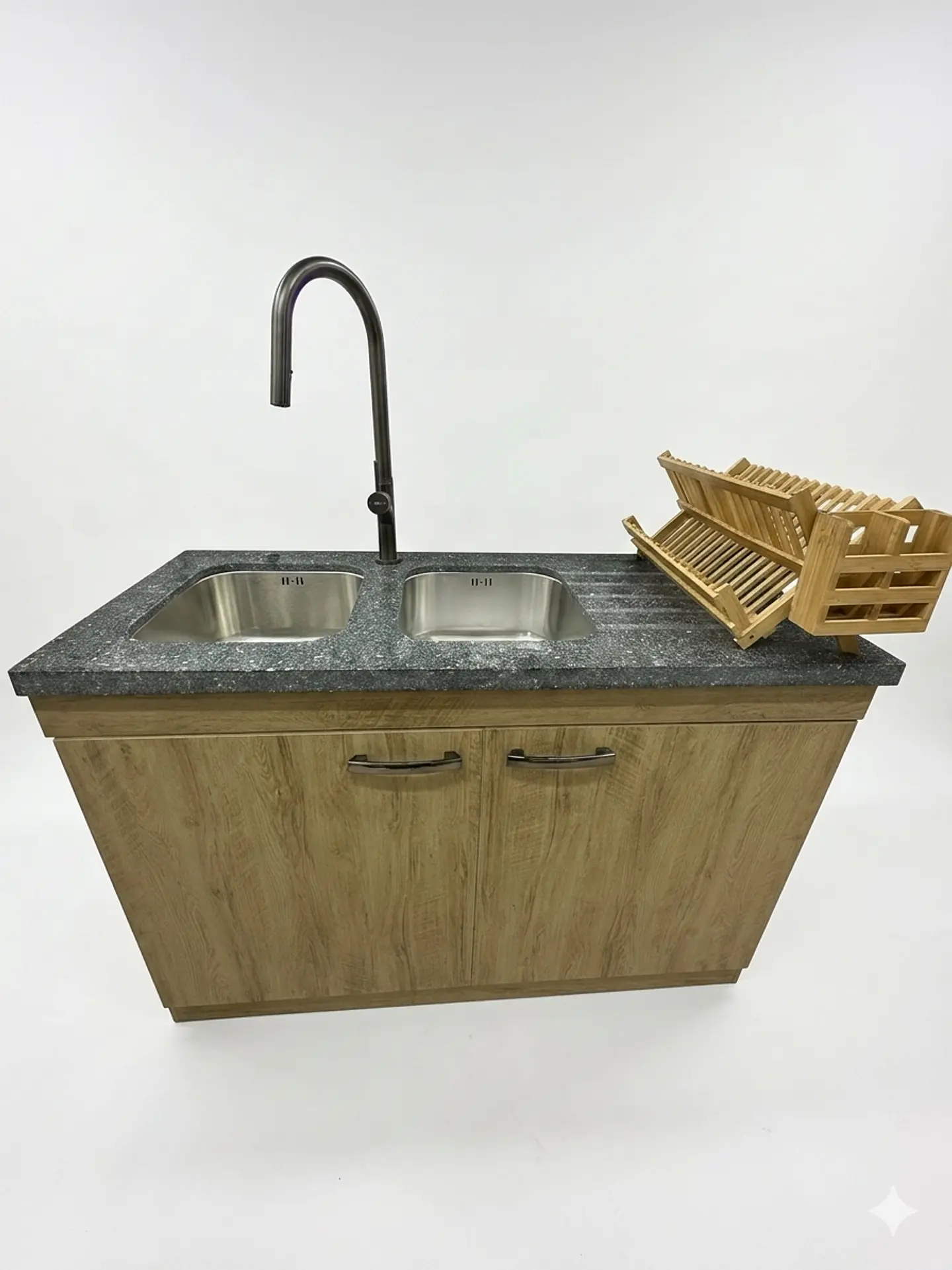 Mueble Lavaplatos 120cm + Granito con 2 cubetas + Llave Extraible Fas  1