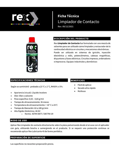 Limpia Contacto Rex 400ml Limpiador Multiuso Electrónica