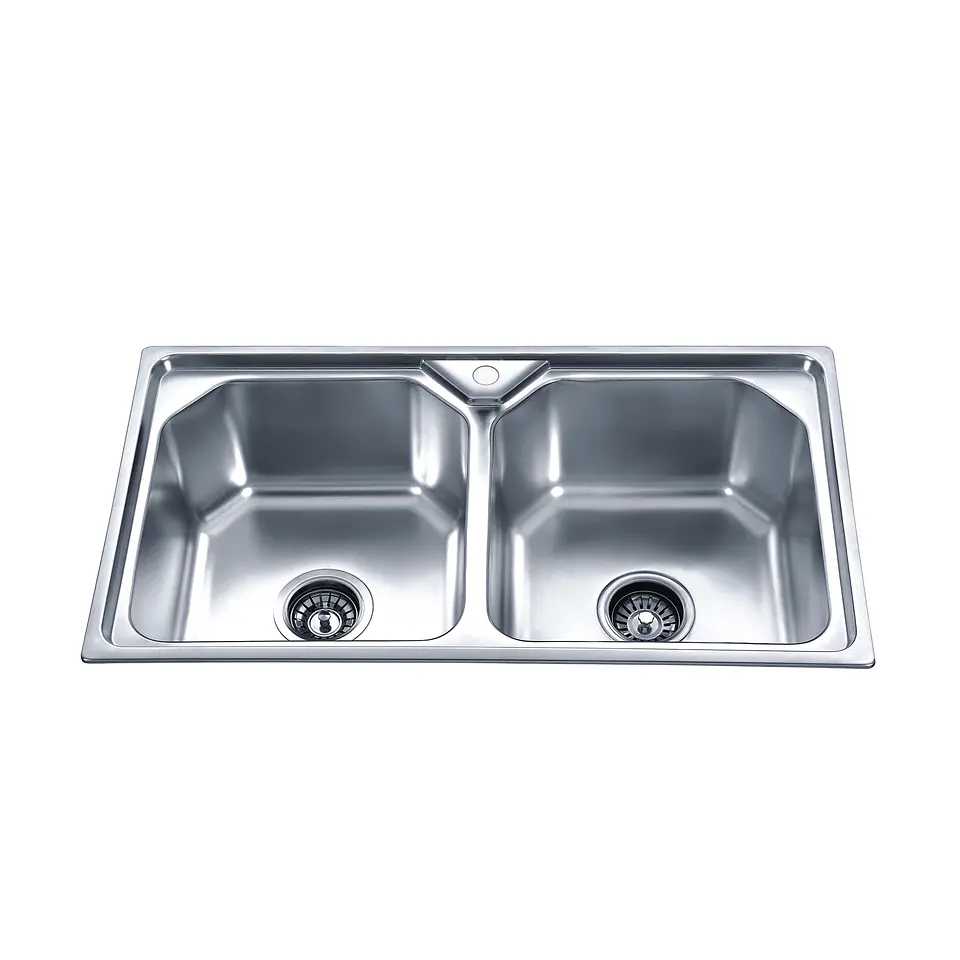 Lavaplatos para empotrar de 78 x 43 cm de 2 cubetas 1