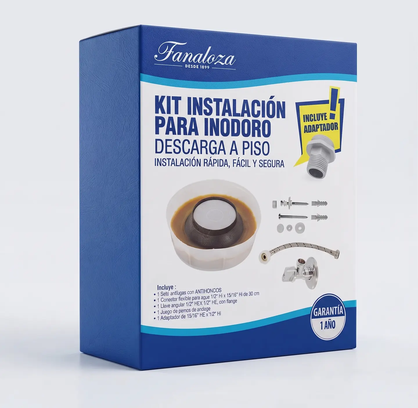 KIT INSTALACION PARA INODORO DESCARGA A PISO WC FANALOZA 1