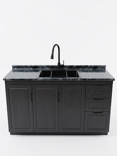 PACK MUEBLE COCINA 150CM LAVAPLATO + CUBIERTA BLACK MATE + GRIFERIA 