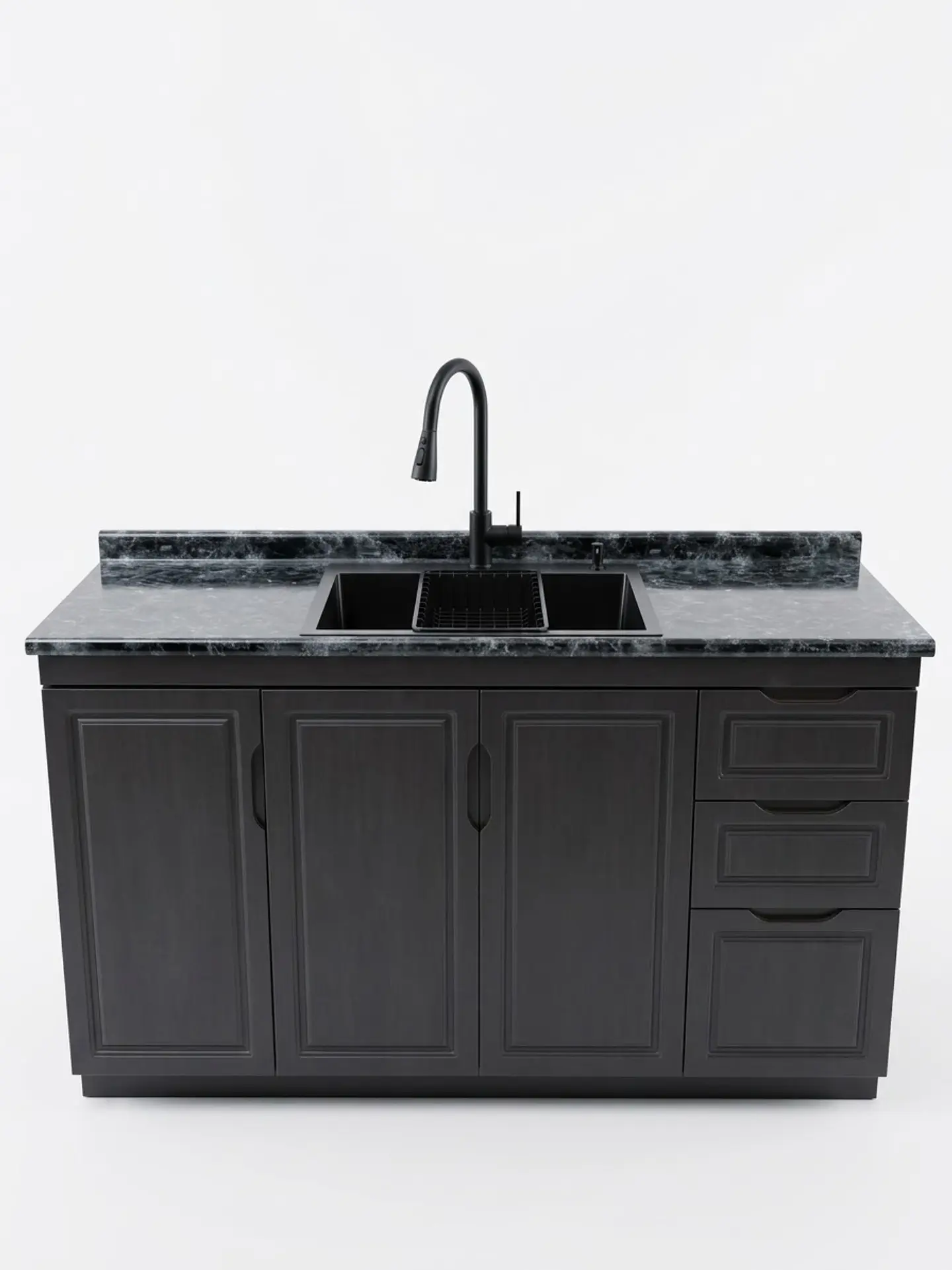 PACK MUEBLE COCINA 150CM LAVAPLATO + CUBIERTA BLACK MATE + GRIFERIA  1