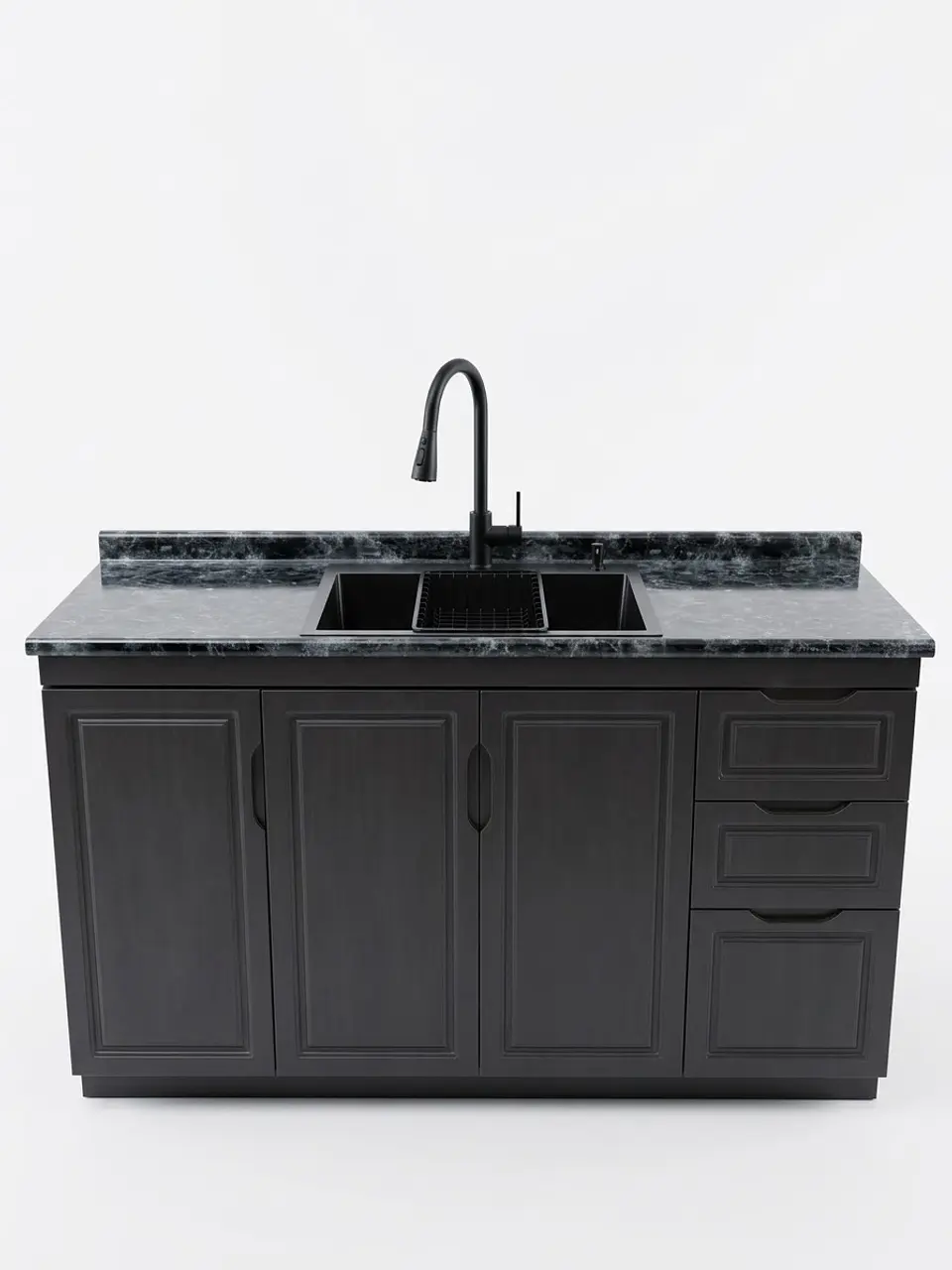 PACK MUEBLE COCINA 150CM LAVAPLATO + CUBIERTA BLACK MATE + GRIFERIA  1