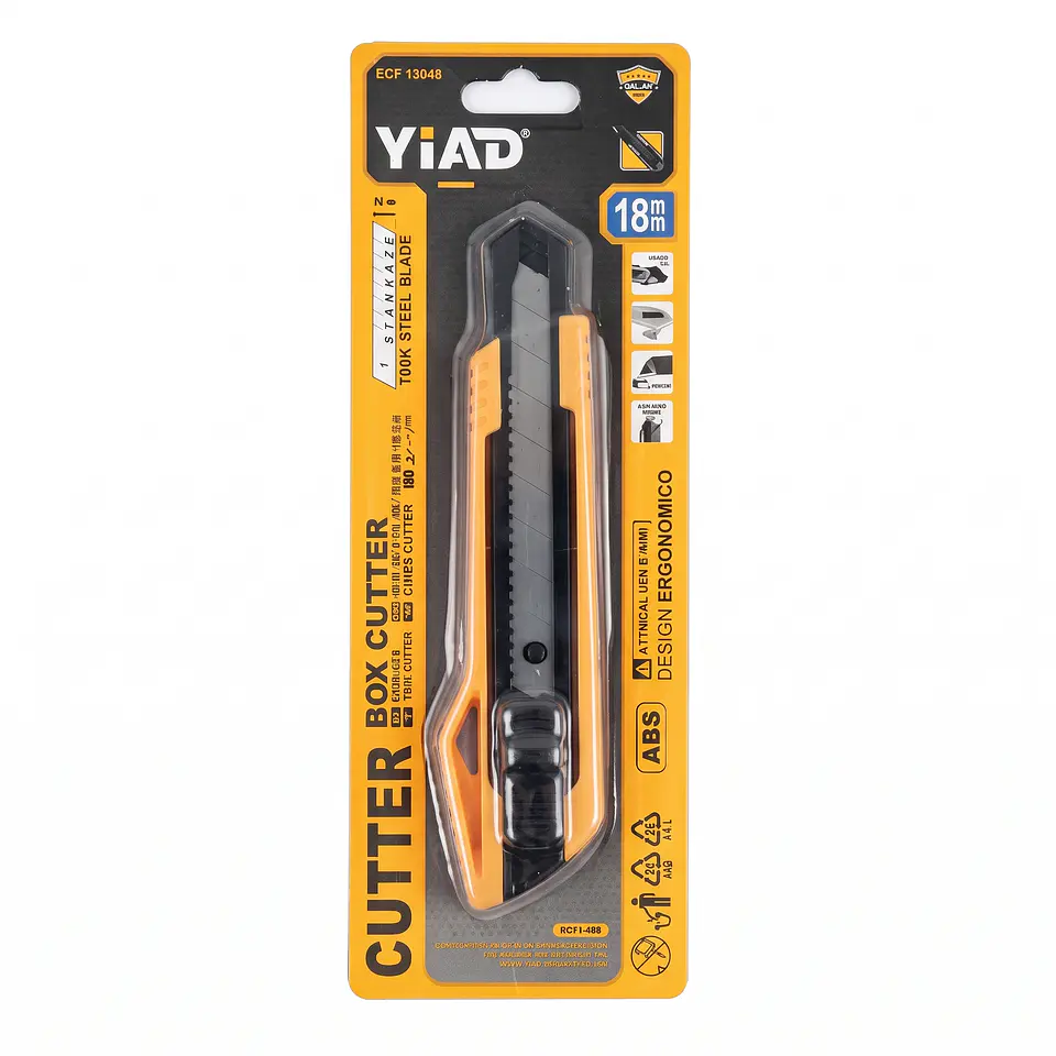 Cuchillo Cartonero Profesional 18 mm – Cuerpo ABS de Alta Resistencia Marca YIAD 2