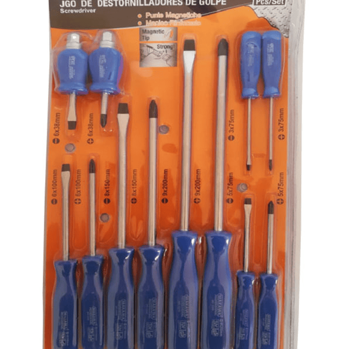 Juego De Destornilladores De Golpe Punta Magnetica 12Pcs Makawa 3