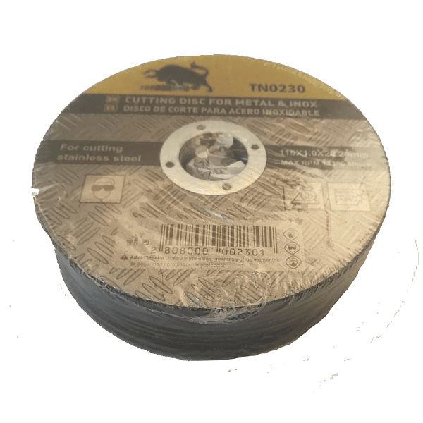 Disco de Corte Para Acero Inoxidable 4.5" 115mm Pack 25Pcs Toro Negro