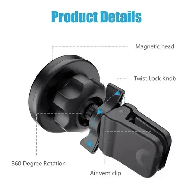 Soporte Universal Magnetico Rejilla Ventilacion Coche 360º para Movil  Tablet DIRECCIONAL 360º