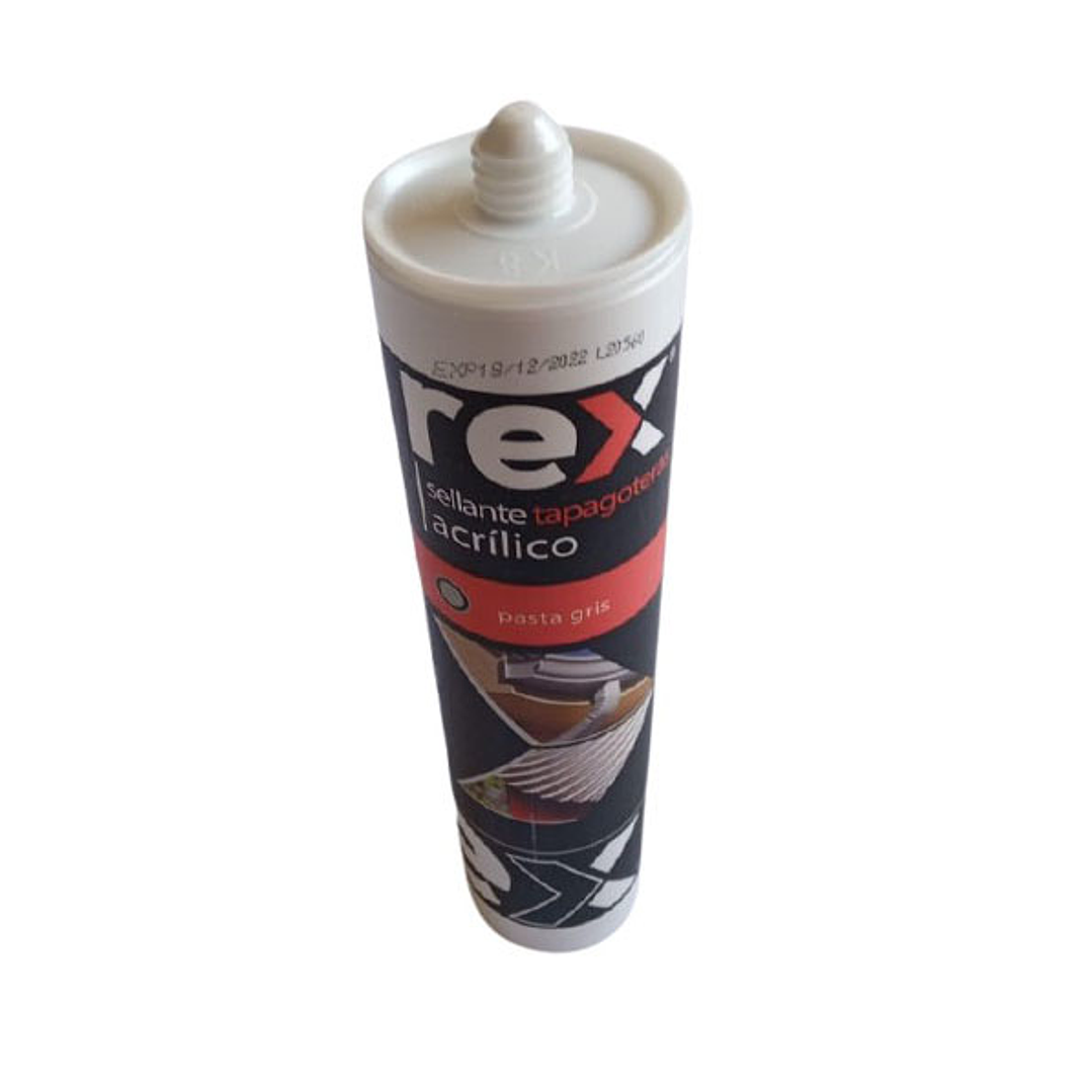 Sellante Tapagoteras Acrilico Pasta Gris 300Ml Rex 3