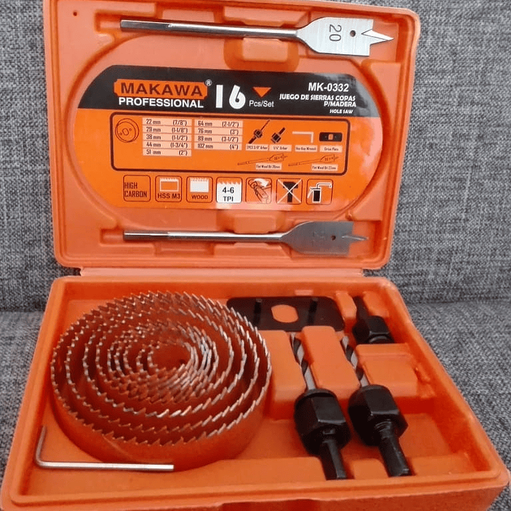 Juego De Sierras Copas P/Madera Profesional 16Pcs Makawa 1