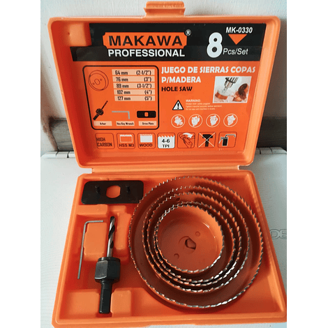 Juego De Sierras Copas P/Madera Profesional 8Pcs Makawa