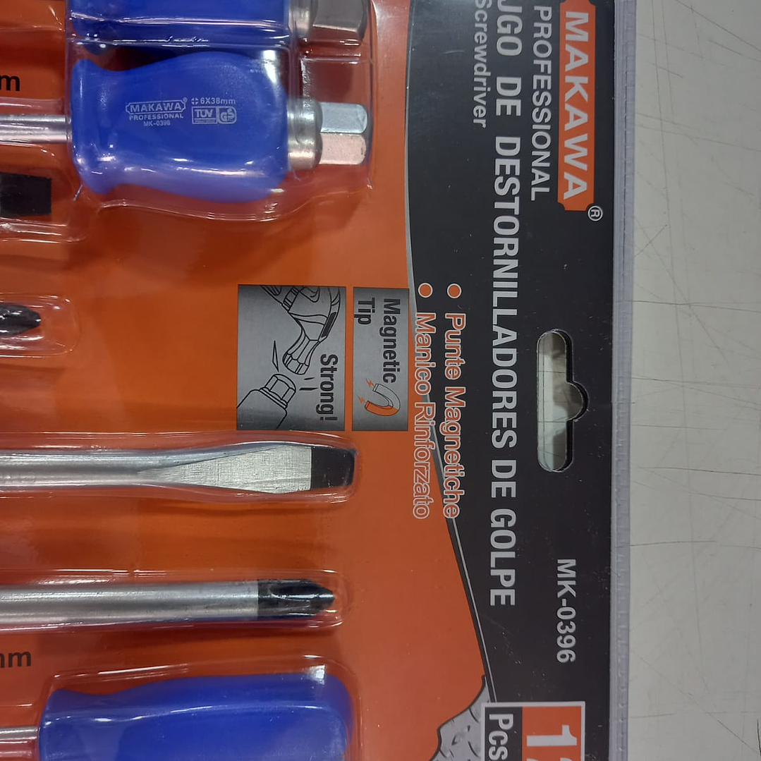 Juego De Destornilladores De Golpe Punta Magnetica 12Pcs Makawa 6