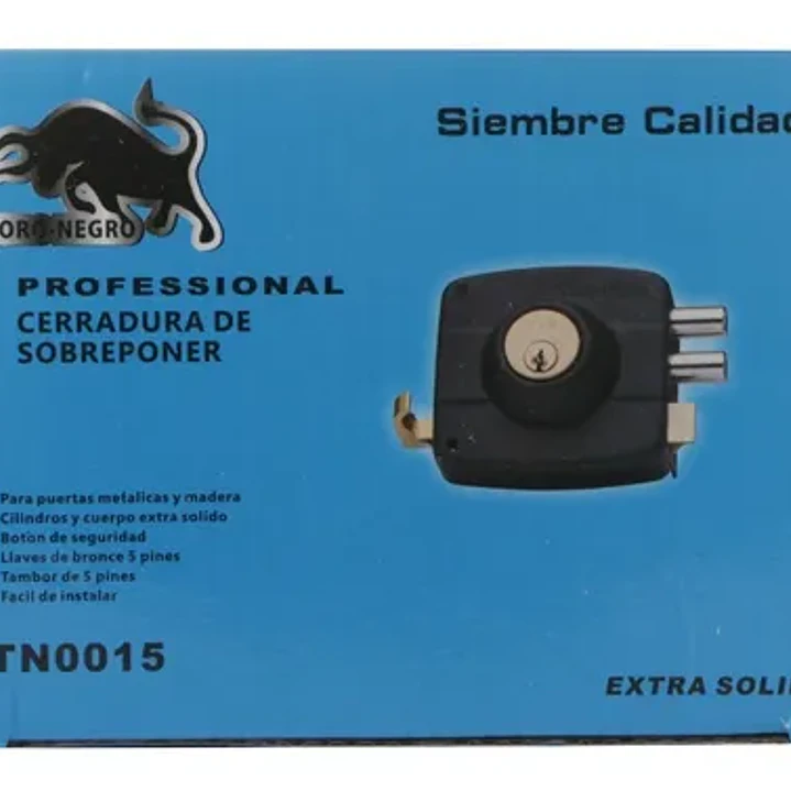 Cerradura Sobreponer Cilindro 4Cm Seguridad Hogar Toro Negro TN0015 6
