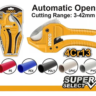 Tijera Cortador De Tubo PVC De 3 - 42Mm 193Mm Ingco