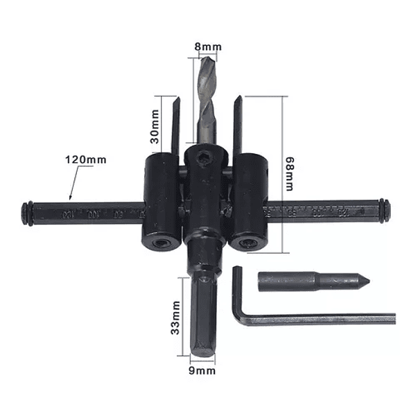 Cortador De Agujeros Para Taladro Circular Ajustable De 30 A 120 Mm