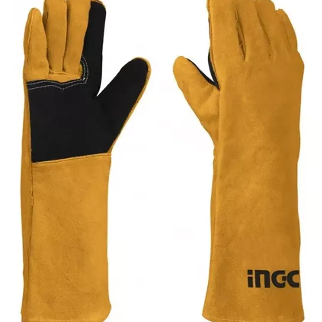 Guantes Cuero Ingco Amarillo Largo Soldador 16