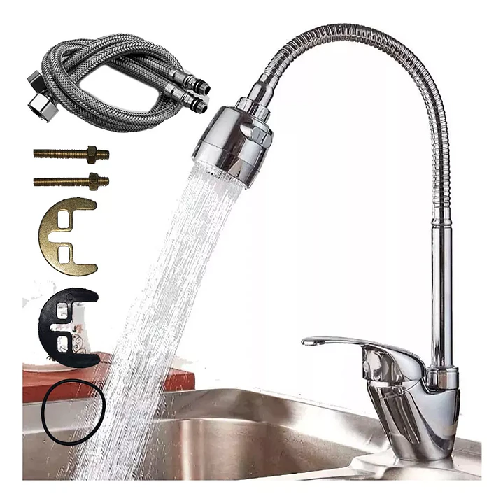 Llave Monomando Lavaplatos Con Cuello Flexible 2
