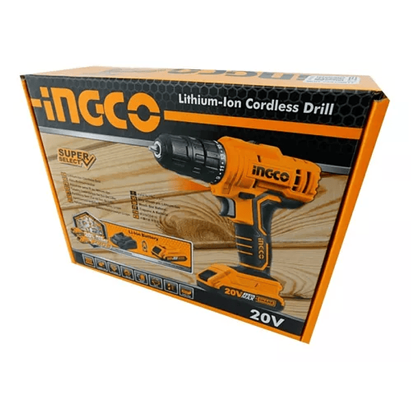 Taladro Atornillador Inalambrico 20v 10mm + Bateria + Cargador Ingco