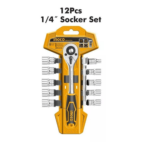 Set Dados Y Chicharra Insdutrial 12 Pcs 1/4" Ingco