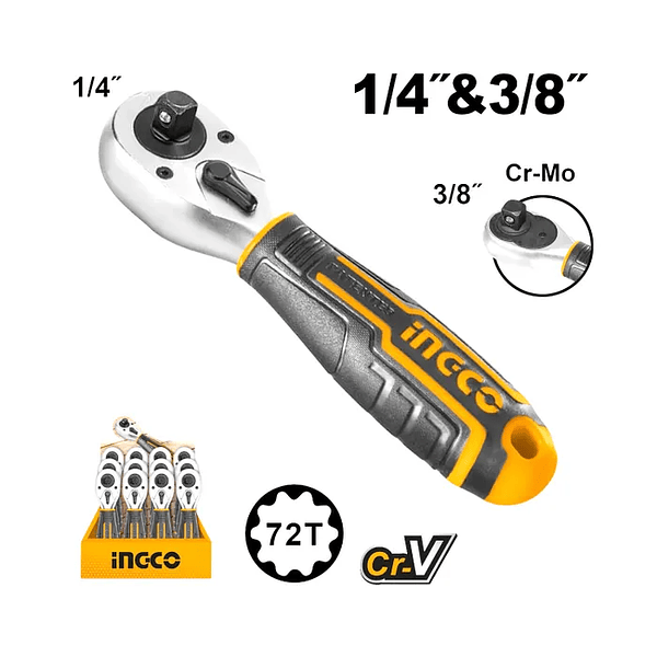 Llave Chicharra Combinada 2 En 1 1/4 Y 3/8 72T Ingco