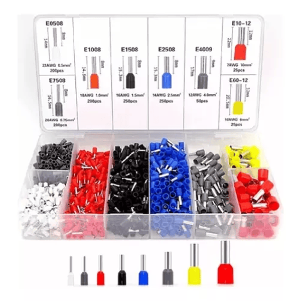 Kit Terminales Electricos Ferrules 1200 Pcs