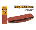 Set Lijas De Banda 2pcs P80 610x100mm/4x24" Ingco 