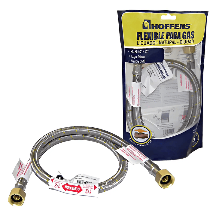 Flexible Para Gas Calefon 60 CM 1/2 Hi X 1/2 HI Recto Hoffens 1
