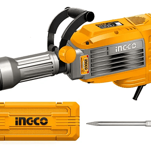 Cango Martillo Demoledor 1700W 50J 14kg Sds Hexagonal Con Valija, Punta y Cincel Ingco