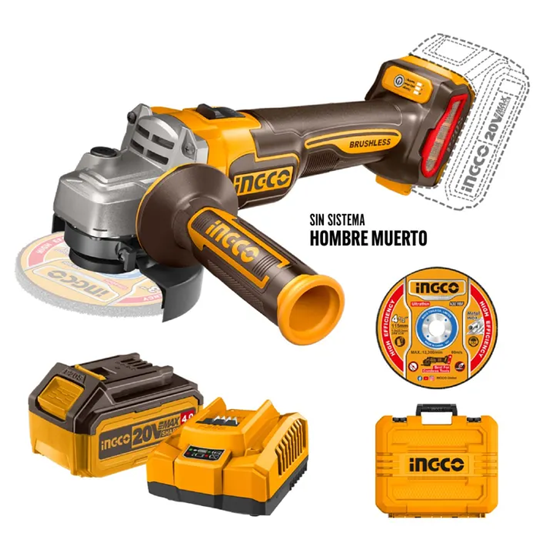 Esmeril Bl Industrial +1bat/carg +10disc 4 1/2