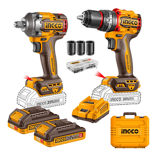 Set Taladro Per Y Pistola Impacto Bl +2bat Y Carg Industrial 20v Ingco 