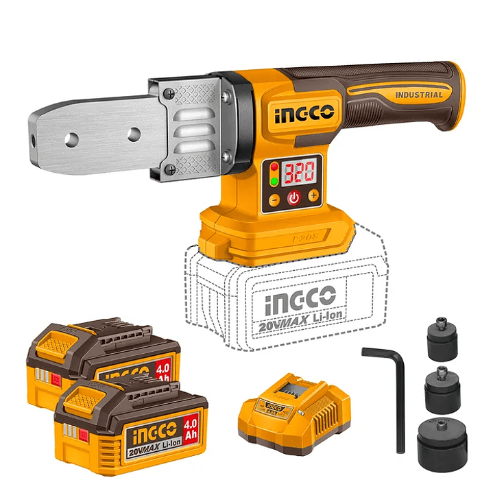 Termofusora Industrial +2 Bat 4ah Y Carg 0-320°c 20v Ingco 1