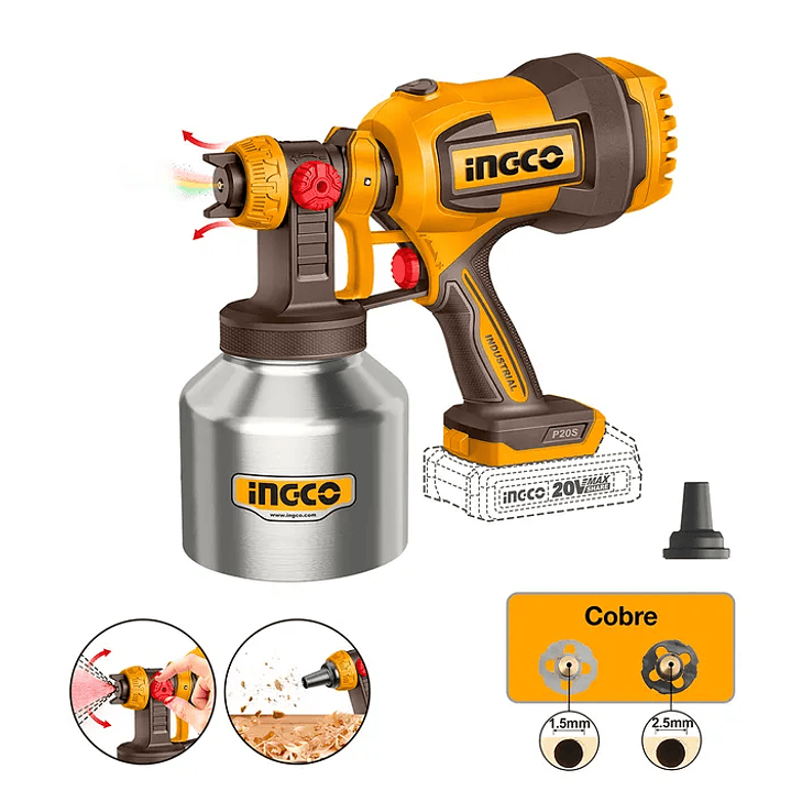 Pistola De Pintar  Inalambrica 120din-s 20v Ingco 1