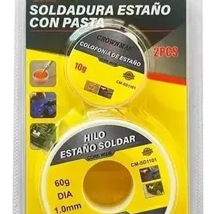 Set de Soldadura Estaño 1mm con Pasta Flux Crowman