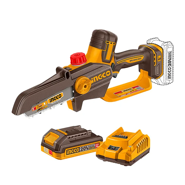 Mini Motosierra Bl Industrial + Bateria 2ah Y Cargador 20v/5 Ingco 1