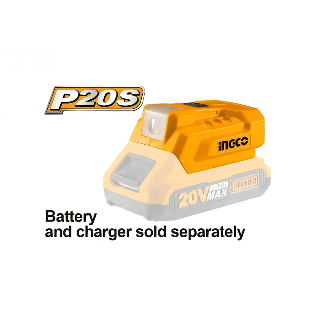 Cargador Bateria Usb 20v con Luz Led 20V Inalambrico Ingco  2