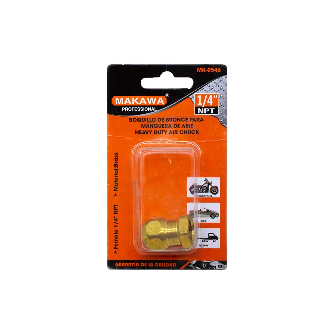 Boquilla De Bronce 1/4″ Para Manguera De Aire Makawa  1