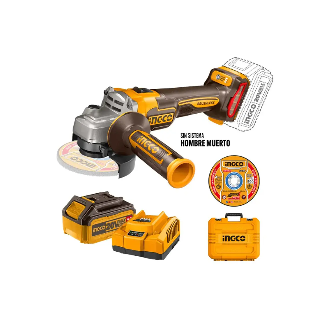 Set Esmeril Inalambrico Industrial + 1bat/carg +10disc 4 1/2