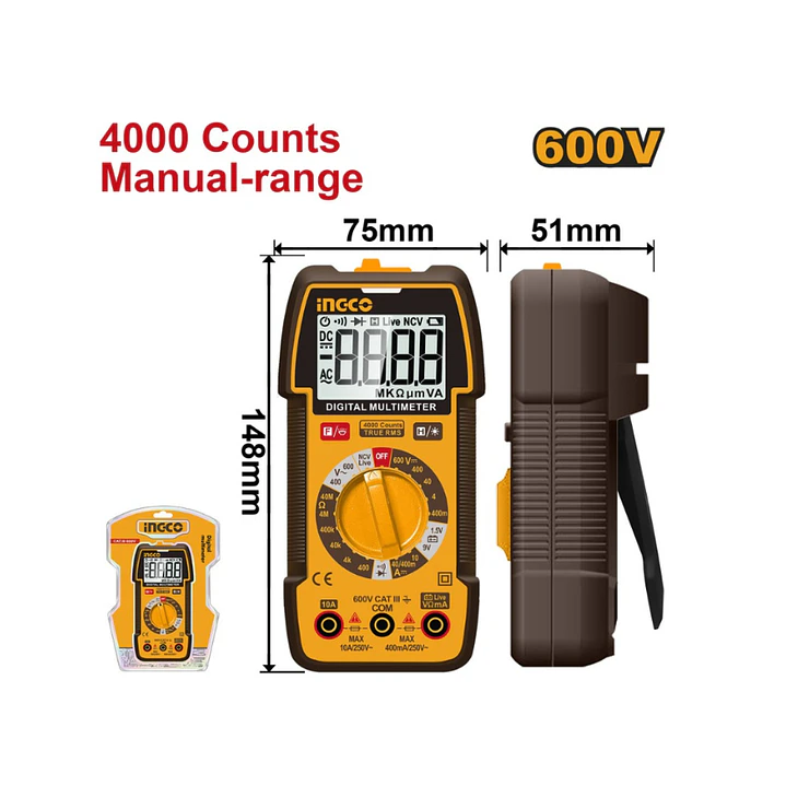 Multimetro Digital  Industrial 600V Ingco  1