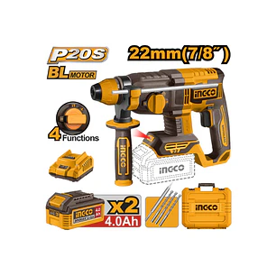 Rotomartillo Industrial +bat 4ah Y Carg Sds Plus 20v/2,0j Ingco