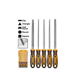 Juego De Limas De Acero 5 Pcs 200MM 8 Pulgadas Ingco