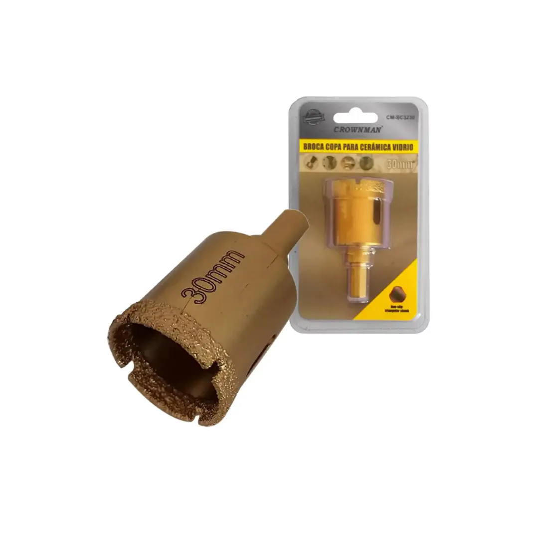 Broca Copa Para Ceramica Vidrio 30mm Crownman 1