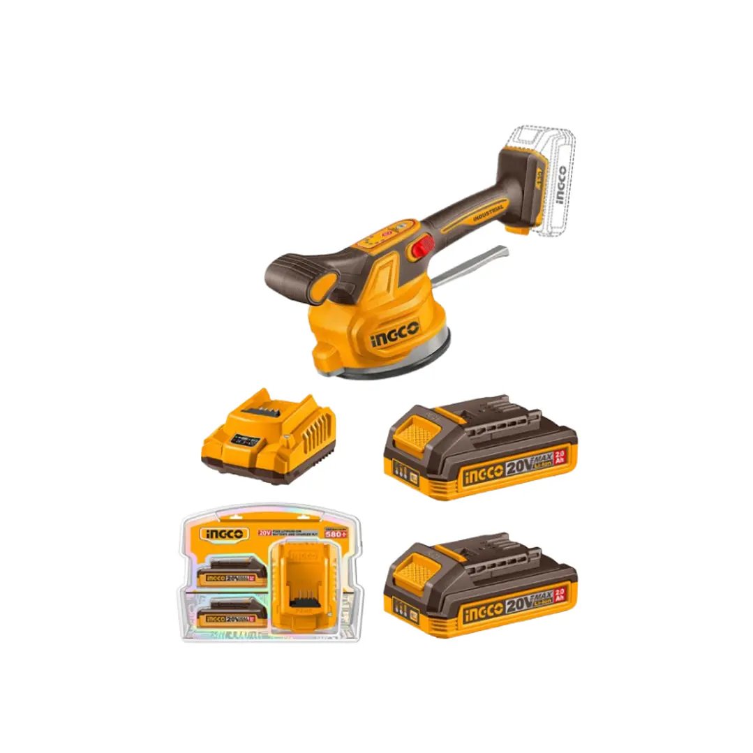 Ventosa Vibradora Para Ceramica +2 Baterias 2 Ah + Cargador 20v Ingco 1