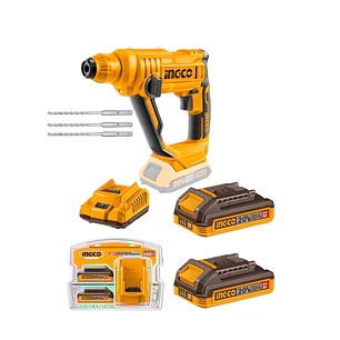Rotomartillo Inalámbrica Industrial Bl 20v/1.5j  + 2 Bat 2AH + Cargador Ingco 