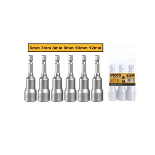 Juego Dados Adaptador Para Taladro 6-12mm Punta Magnetica 6 Pcs Ingco