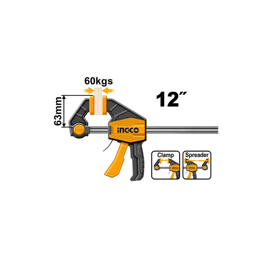 Prensa Sargento Rapida Industrial 63x300mm Ingco  1