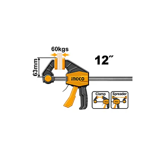 Prensa Sargento Rapida Industrial 63x300mm Ingco 