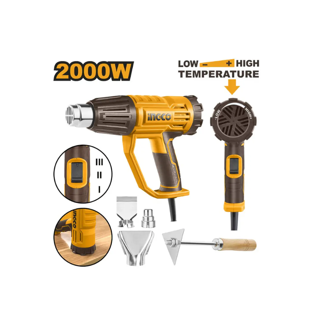 Pistola De Calor 2.000 Watts 3 Velocidades 50°/450°/550 Ingco 1