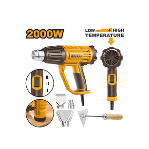 Pistola De Calor 2.000 Watts 3 Velocidades 50°/450°/550 Ingco